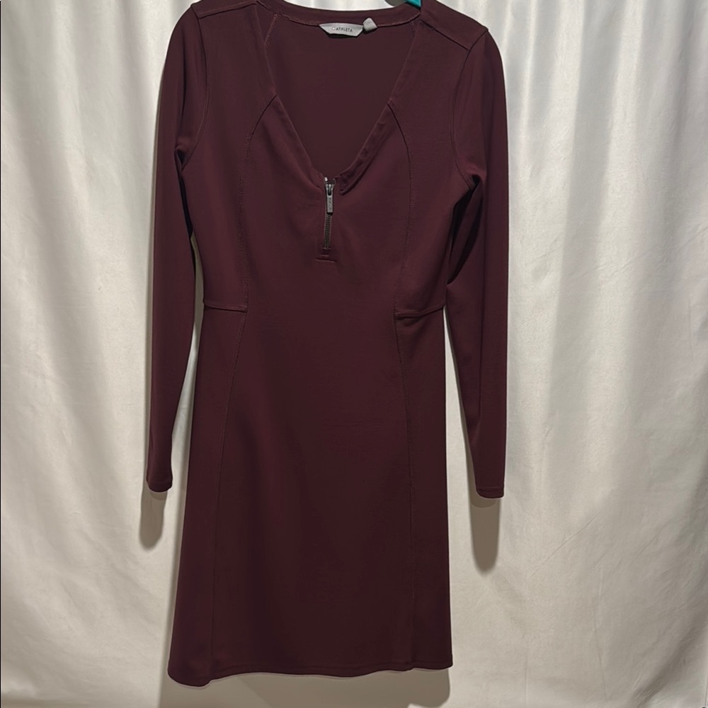 ATHLETA Burgundy Long Sleeve Dress